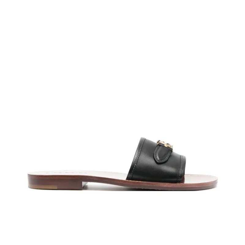 COACH Rubber Sole Quiet Slide Slippers Women's Brown-1