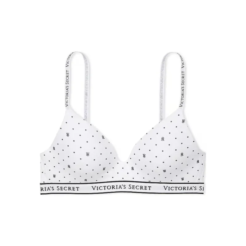 Victoria's Secret The T-shirt Lightly Lined Wireless Bra / Print Bra Women's White-0