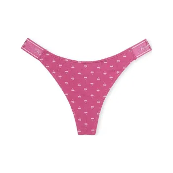 Victoria's Secret PINK LOGO COTTON HIGH-LEG THONG PANTY / MMCP Underpants Women's 1 Pack Rose Red