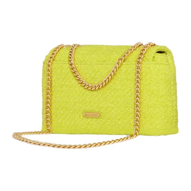 REBECCA MINKOFF Edie Tweed Shoulder Bag Crossbody Bag Medium Size Women's Yellow Green-1
