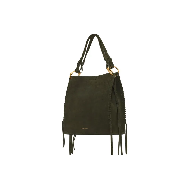 REBECCA MINKOFF Suede Leather Tote Bag Shopping Bag Handbag Regular Women's Moss-1
