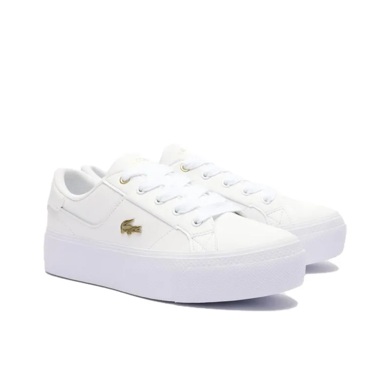 LACOSTE Slip Resistant Low Top Skateboard Shoes Women's White-2