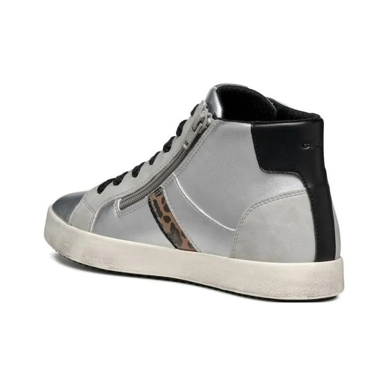 GEOX High Top Skateboard Shoes Women's Silver-3