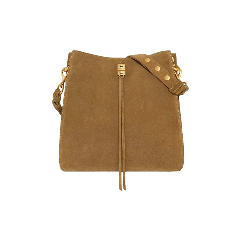 REBECCA MINKOFF Suede Leather Shoulder Bag Crossbody Bag Women's Honey Brown-0