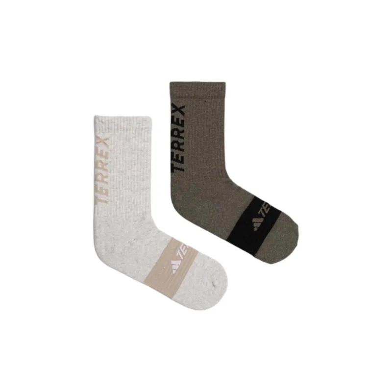 Adidas Terre Mid-Calf Socks Men's 2 Pack White/Olive Strata-1