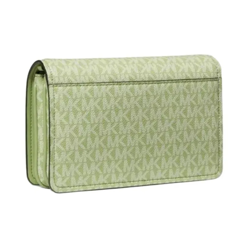 MICHAEL KORS Leather Wallet Crossbody Bag Regular Women's Light Green Monogram-2