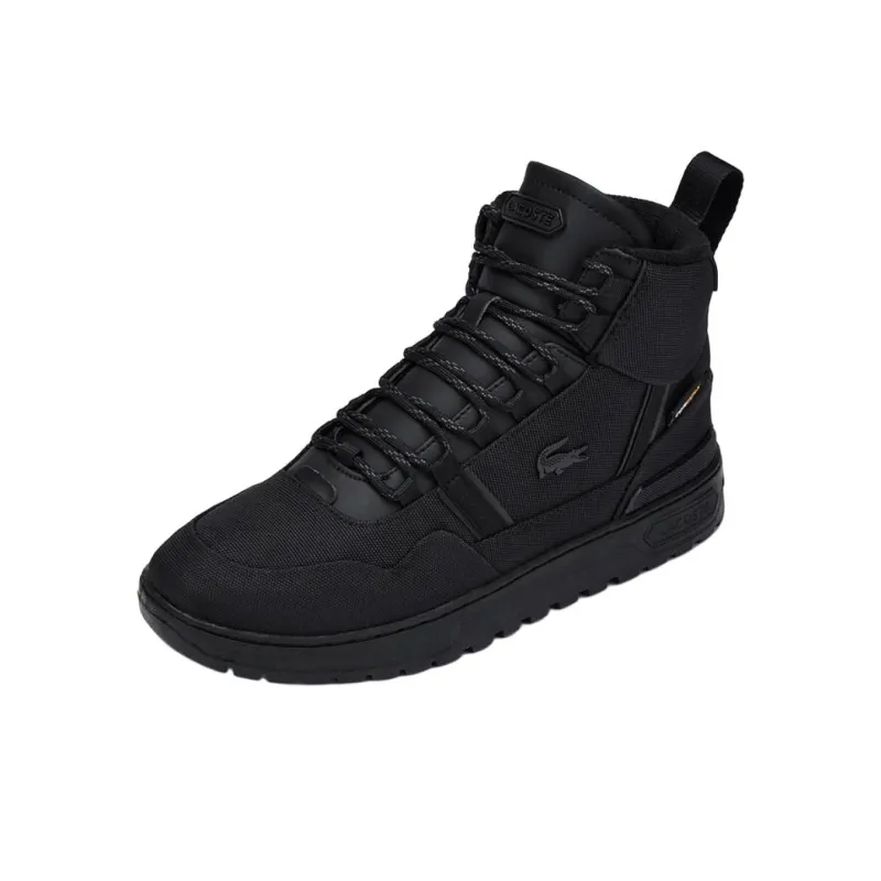 LACOSTE Slip Resistant High Top Skateboard Shoes Men Black-1