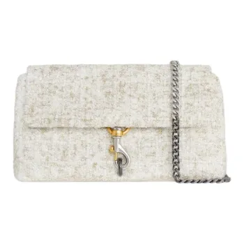 REBECCA MINKOFF Edie Tweed Shoulder Bag Crossbody Bag Medium Size Women's White