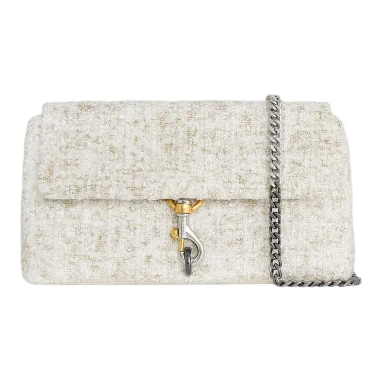 REBECCA MINKOFF Edie Tweed Shoulder Bag Crossbody Bag Medium Size Women's White-0