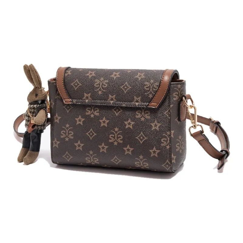 Old Man's Head Synthetic Leather One Shoulder Small Bag Crossbody Bag Small Size Women's Coffee-4