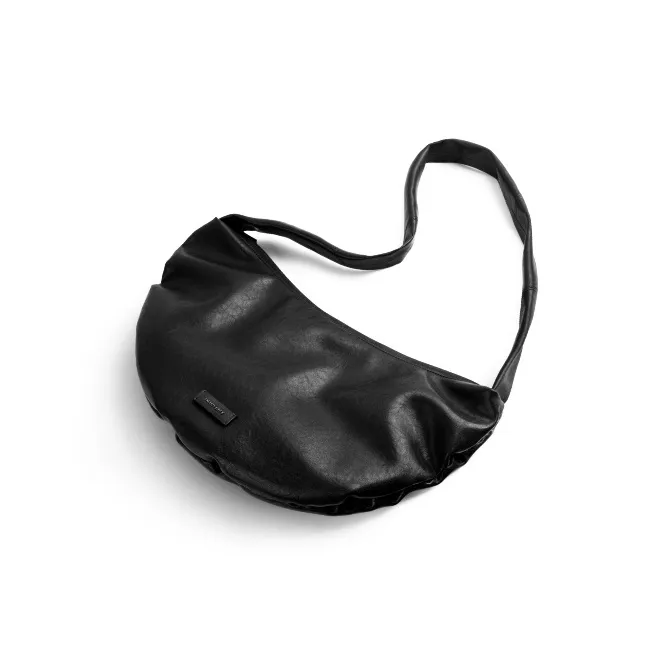 INJOYLIFE Cow Leather Crossbody Bag Large Size Women's Black-2