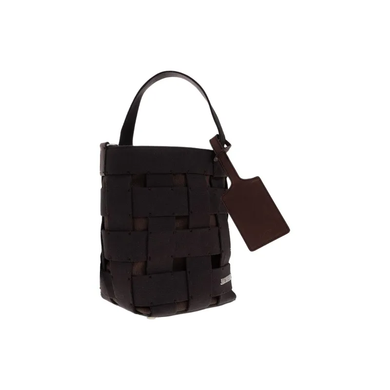Jacquemus Cotton With Leather Bucket Bags Shoulder Bag Crossbody Bag Handbag Women's Black-4