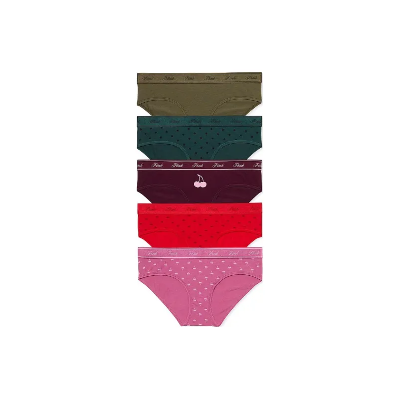 Victoria's Secret PINK 5-PACK NO-SHOW CHEEKY PANTIES / Fall Fashion Pack Underpants Women's 5 Pack Multicolor-0
