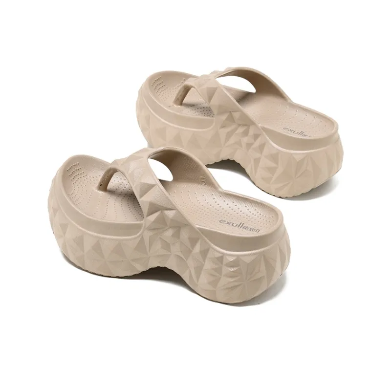 EXULL Q EVA Quick Drying Slip Resistant Abrasion Resistant Odor Resistant Quiet Flip Flops Women's Khaki-2