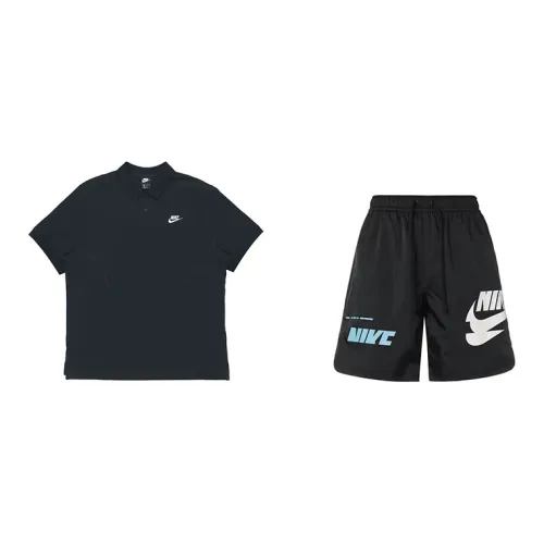 Nike Casual Sportswear Men Set Black Tops+Black Shorts