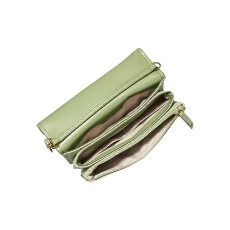 MICHAEL KORS Leather Wallet Crossbody Bag Regular Women's Light Green Monogram-3