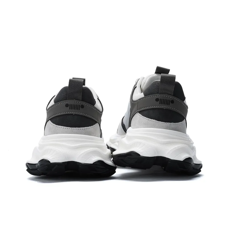 JEEP SPIRIT Breathable Height Increasing Low-Top Chunky Sneakers Men's White-6