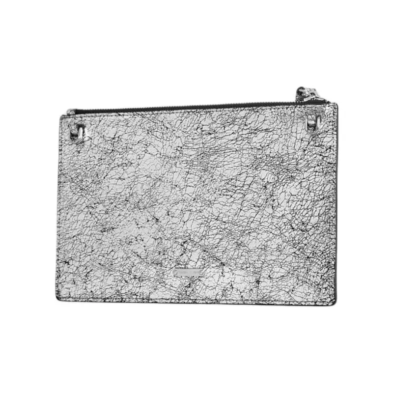 REBECCA MINKOFF Leather Clutch Large Size Women's Silver-1