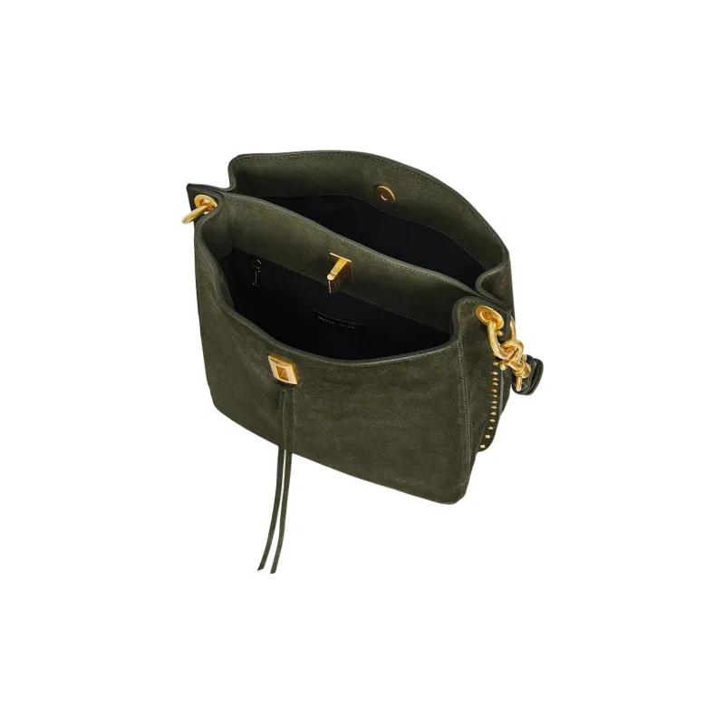 REBECCA MINKOFF Suede Leather Shoulder Bag Crossbody Bag Women's Moss Green-2