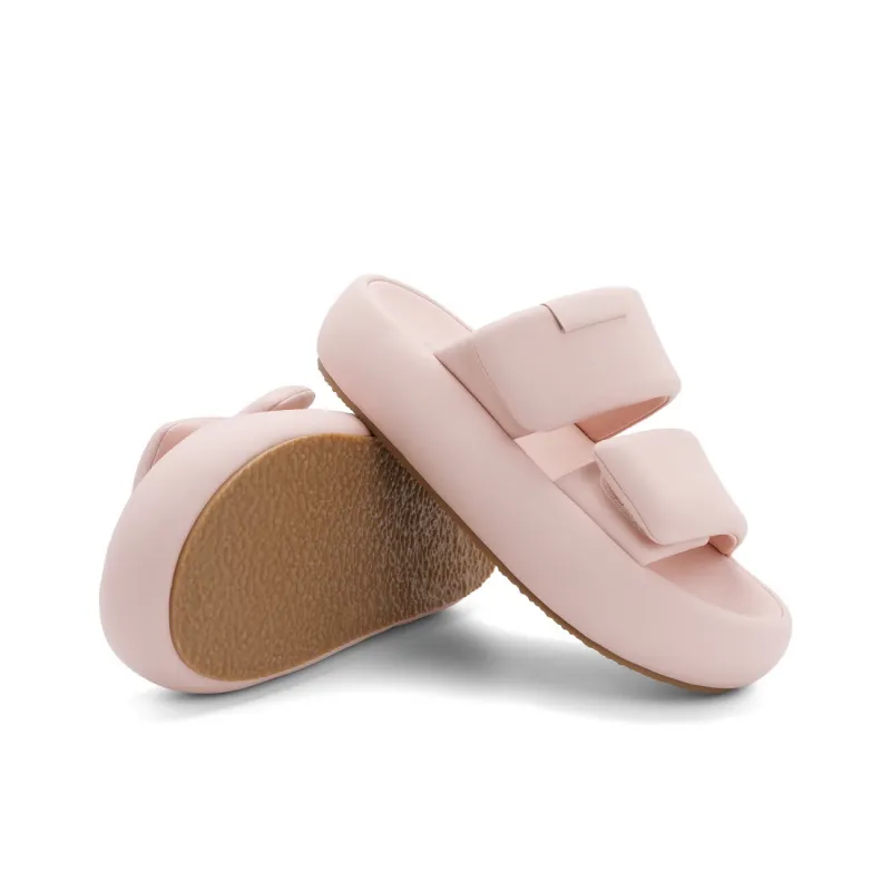 BELLE Rubber Sole Quiet Slide Slippers Women's Beige, Light Pink-4