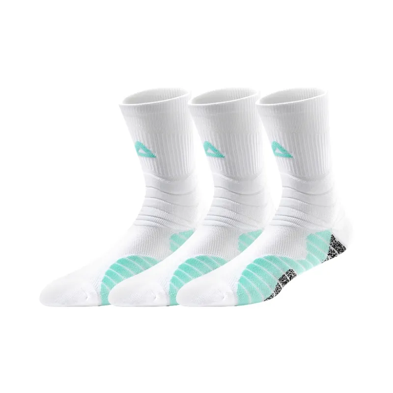 PEAK Basketball Socks Unisex 3 Pack White Blue-1