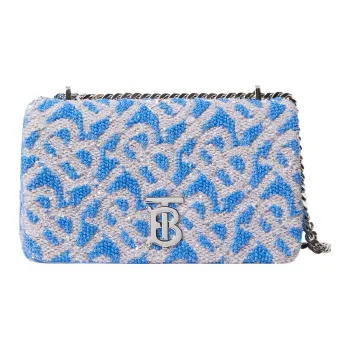 Burberry Lola Bag Cow Leather Shoulder Bag, Crossbody Bag Small Size Women's Blue
