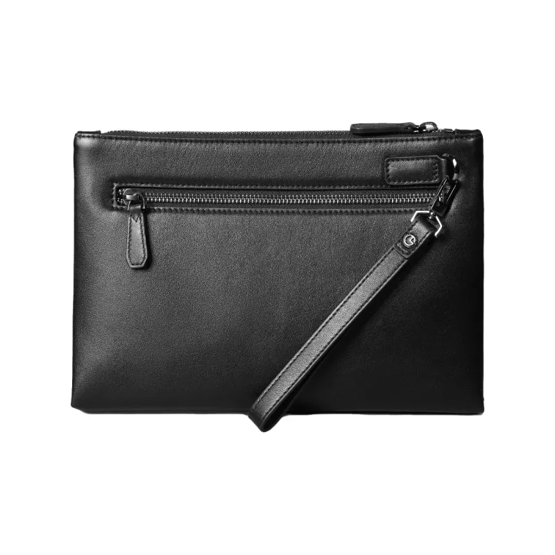 GOLDLION Top Grain Cow Leather Clutch Regular Men Black-1