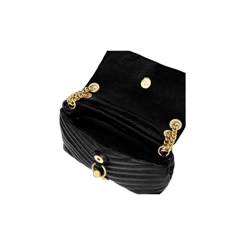 REBECCA MINKOFF Edie Smooth Leather Shoulder Bag Crossbody Bag Women's Black With Bronze Accents-2
