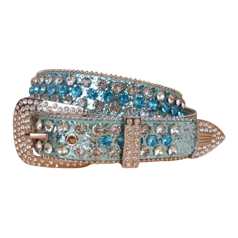 Emperor Penguin PU Rhinestone Leather Belts Women's 3.3CM-10