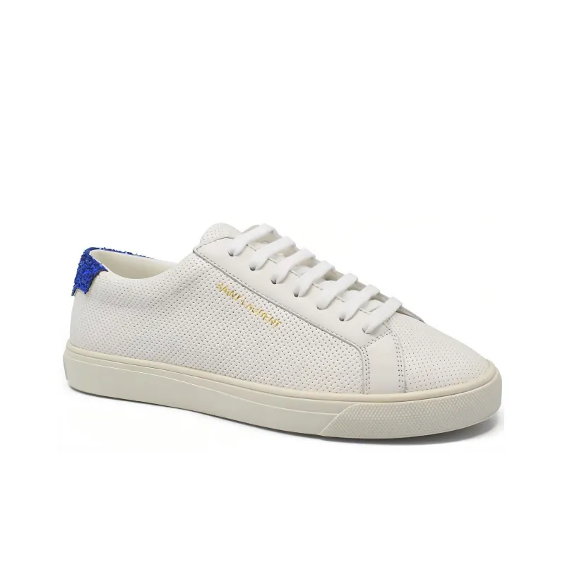 SAINT LAURENT Low Top Stylish Skateboarding Shoes Women's White Blue-2