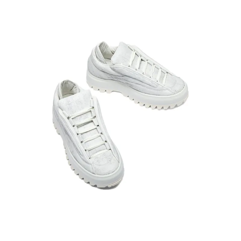 Ecco Low Top Casual Shoes Women's White Silver-3