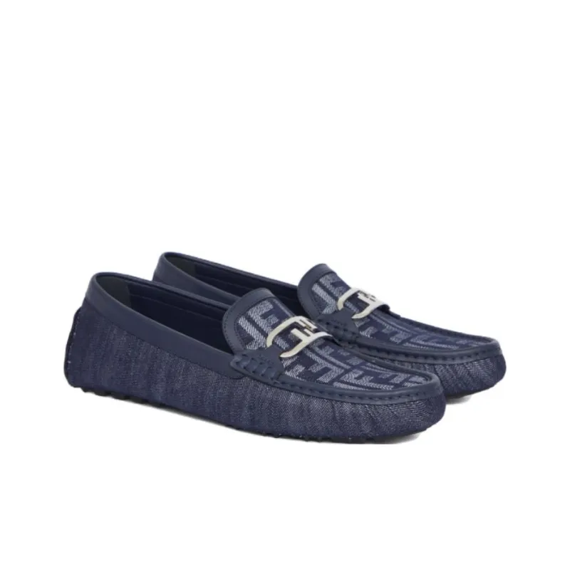 FENDI Logo plaque Leather Loafers-4