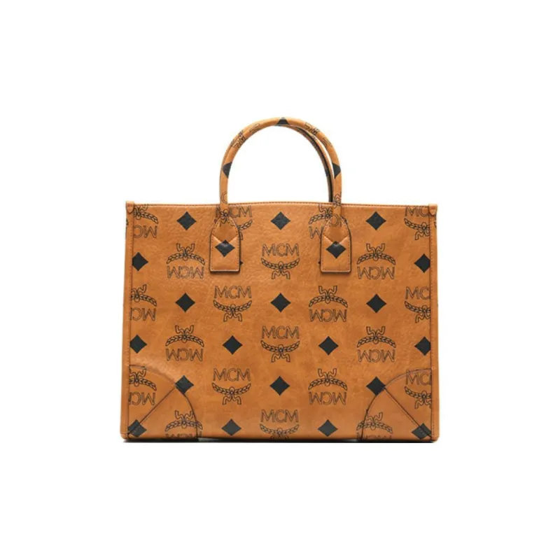 MCM PVC Handbag Tubas Unisex Cognac-3