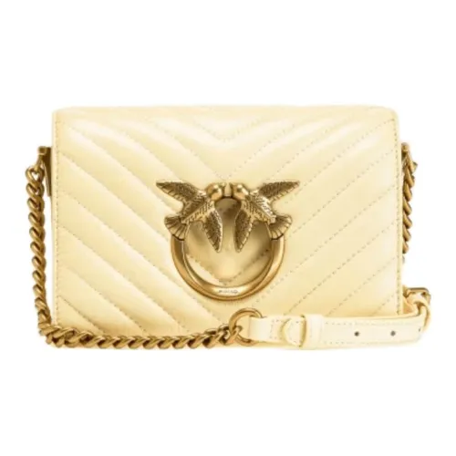 PINKO Click Series Quilting Sheepskin With Quilting Crossbody Bag Shoulder Bag Mini Women's Yellow