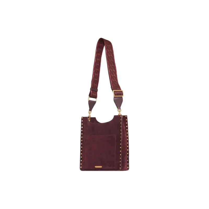 REBECCA MINKOFF Suede Leather Shoulder Bag Crossbody Bag Medium Size Women's Pomegranate Red-1