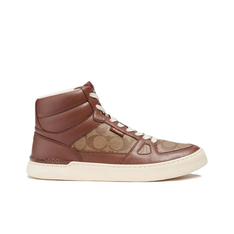 COACH High Top Stylish Skateboarding Shoes Men's Brown-1