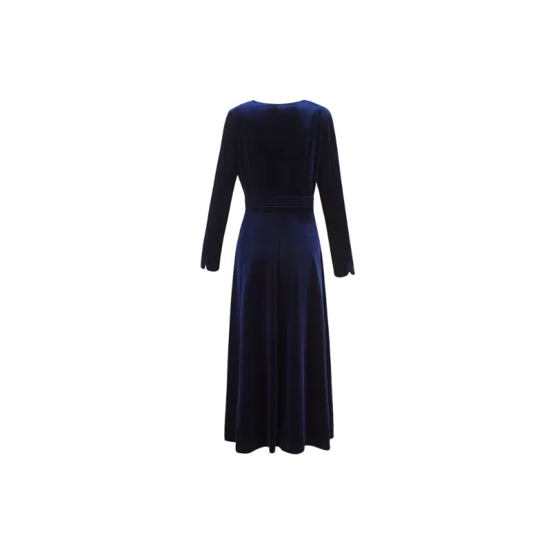 Late White Long Sleeved Dresses Women's Blue-1