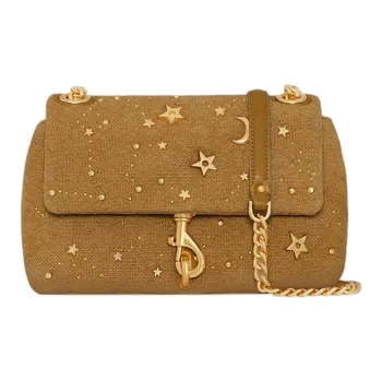 REBECCA MINKOFF Edie Linen Shoulder Bag Crossbody Bag Women's Honey Brown