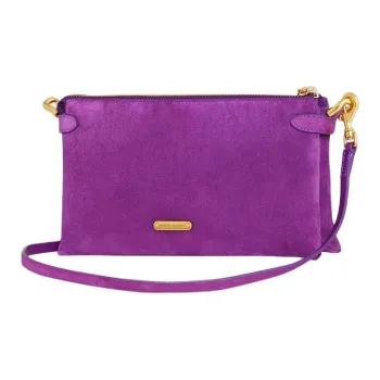 REBECCA MINKOFF Suede Leather Shoulder Bag Crossbody Bag Medium Size Women's Purple