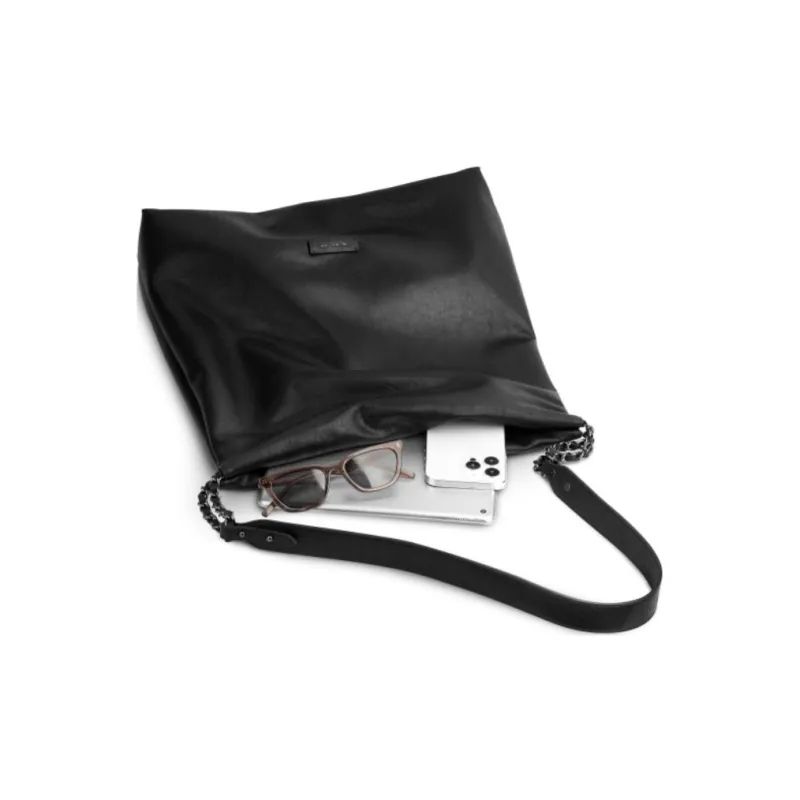 INJOYLIFE Cow Leather Crossbody Tote Bag Large Size Women's Black-1