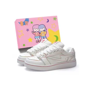 LIANGHUO Low Top Skateboard Shoes Women's White Rainbow Box Included
