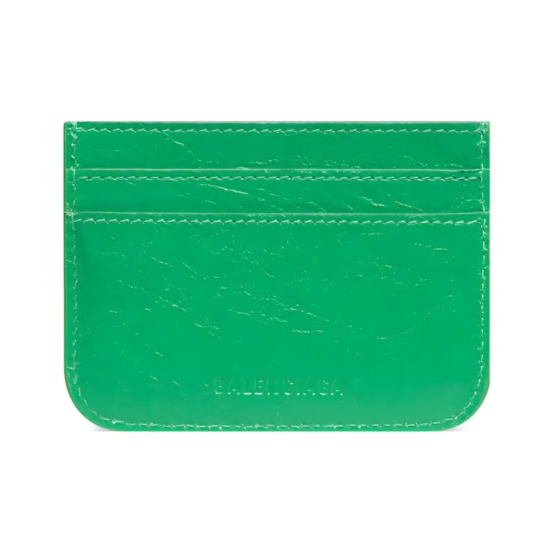 Balenciaga Le Cagole Lambskin Card Clip Card Holder Wallets Women's Green-1