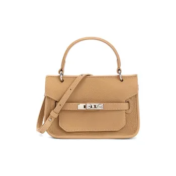 BELLE Cow Leather With Artificial Leather Shoulder Bag, Crossbody Bag, Handbag Small Size Women's Brown/Beige/Green