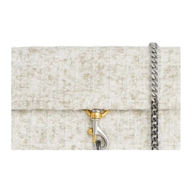 REBECCA MINKOFF Edie Tweed Shoulder Bag Crossbody Bag Medium Size Women's White-3