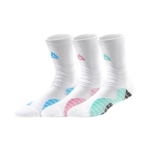 PEAK Basketball Socks Unisex 3 Pack White Blue