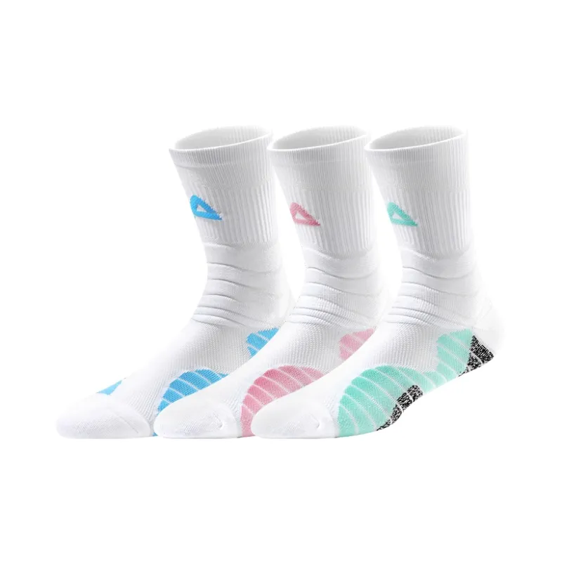 PEAK Basketball Socks Unisex 3 Pack White Blue-4