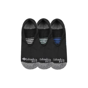 Columbia Men Black PFG Accent Stripe Eclipse Liner Socks Pack Of 3 No-Show Socks Men's 3 Pack Black