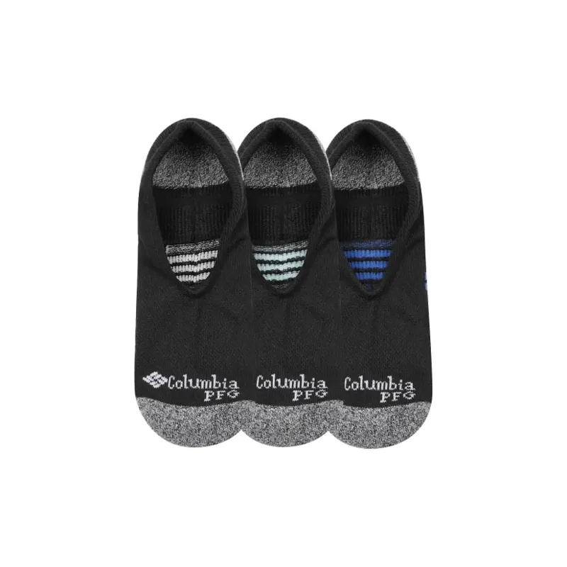 Columbia Men Black PFG Accent Stripe Eclipse Liner Socks Pack Of 3 No-Show Socks Men's 3 Pack Black-0