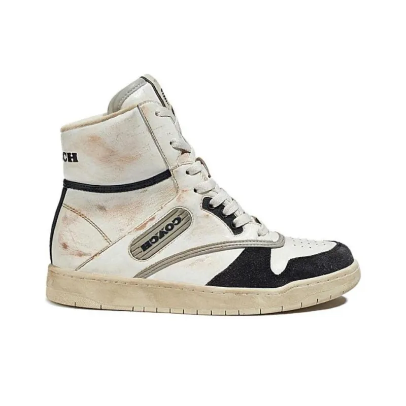COACH High-Top Stylish Skateboarding Shoes Women's White Black-1