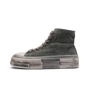 Mengsai Breathable Slip Resistant High Top Canvas Shoes Unisex Army Green